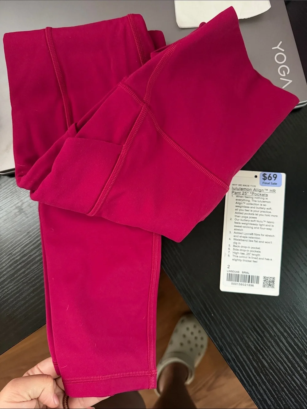 Lululemon Align HR Pant 25” Berry Rumble *Pockets* NWT